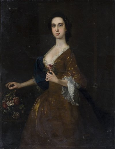 Portrait of a Lady in Red Dress by English School